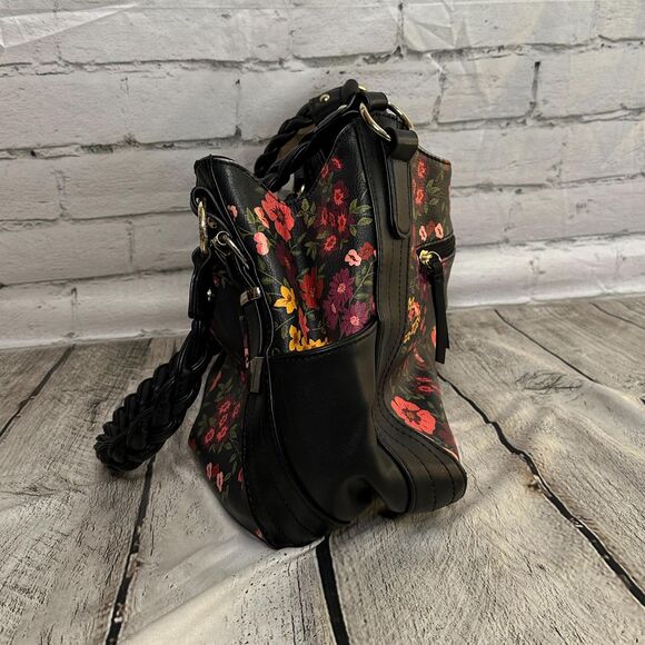 Apt. 9 Black Floral Shoulder Bag, Pre-owned - Picture 3 of 4